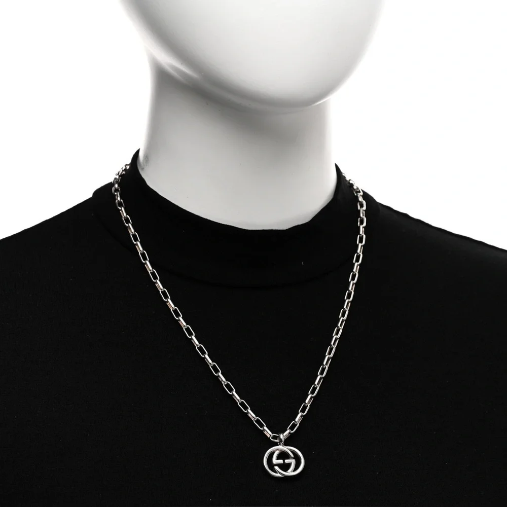 NIB Gucci Sterling Silver Interlocking G Pendant Necklace - Picture 4 of 10